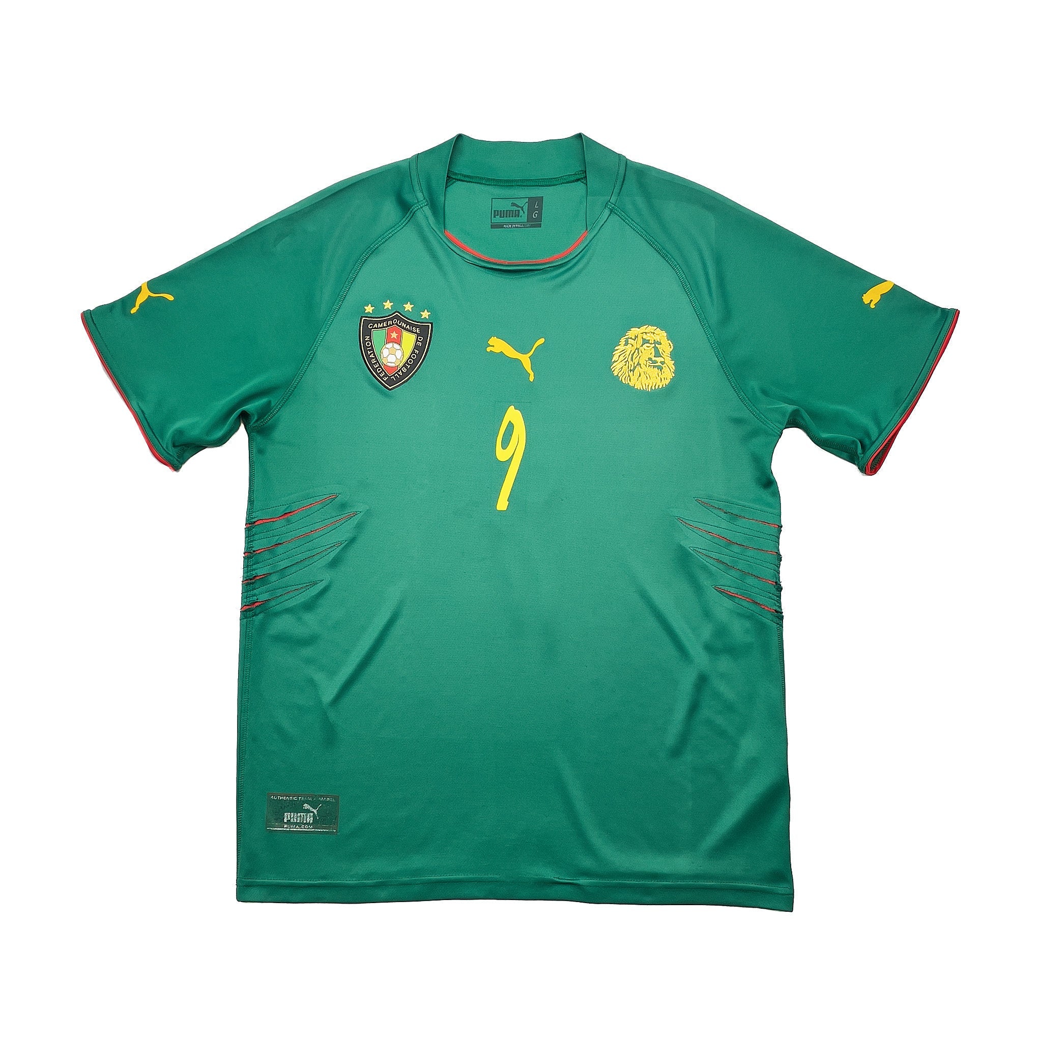 Buy 2004/06 Cameroon Eto'o 9 Home Shirt (L) Puma ~ Free worldwide shipping available ~ Authentic Vintage Football Shirts from Cult Kits