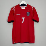 Shop 2004/06 ENGLAND BECKHAM #7 AWAY SHIRT (M) UMBRO, classic football shirts, vintage football shirts & retro soccer jerseys at Cult Kits