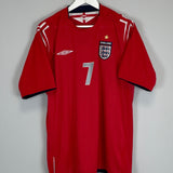 Shop 2004/06 ENGLAND BECKHAM #7 AWAY SHIRT (XL) UMBRO, classic football shirts, vintage football shirts & retro soccer jerseys at Cult Kits