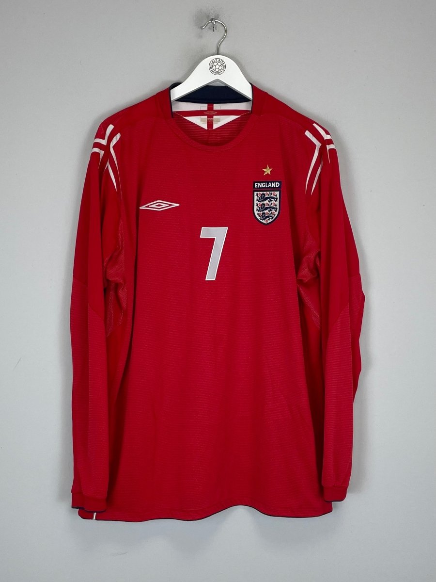 2004/06 ENGLAND BECKHAM 7 L/S AWAY SHIRT (XXL) UMBRO - Cult Kits - XXL - Buy Vintage Football Shirts, Authentic Retro Football Shirts For Sale, Classic Football Shirts & Soccer Jersey