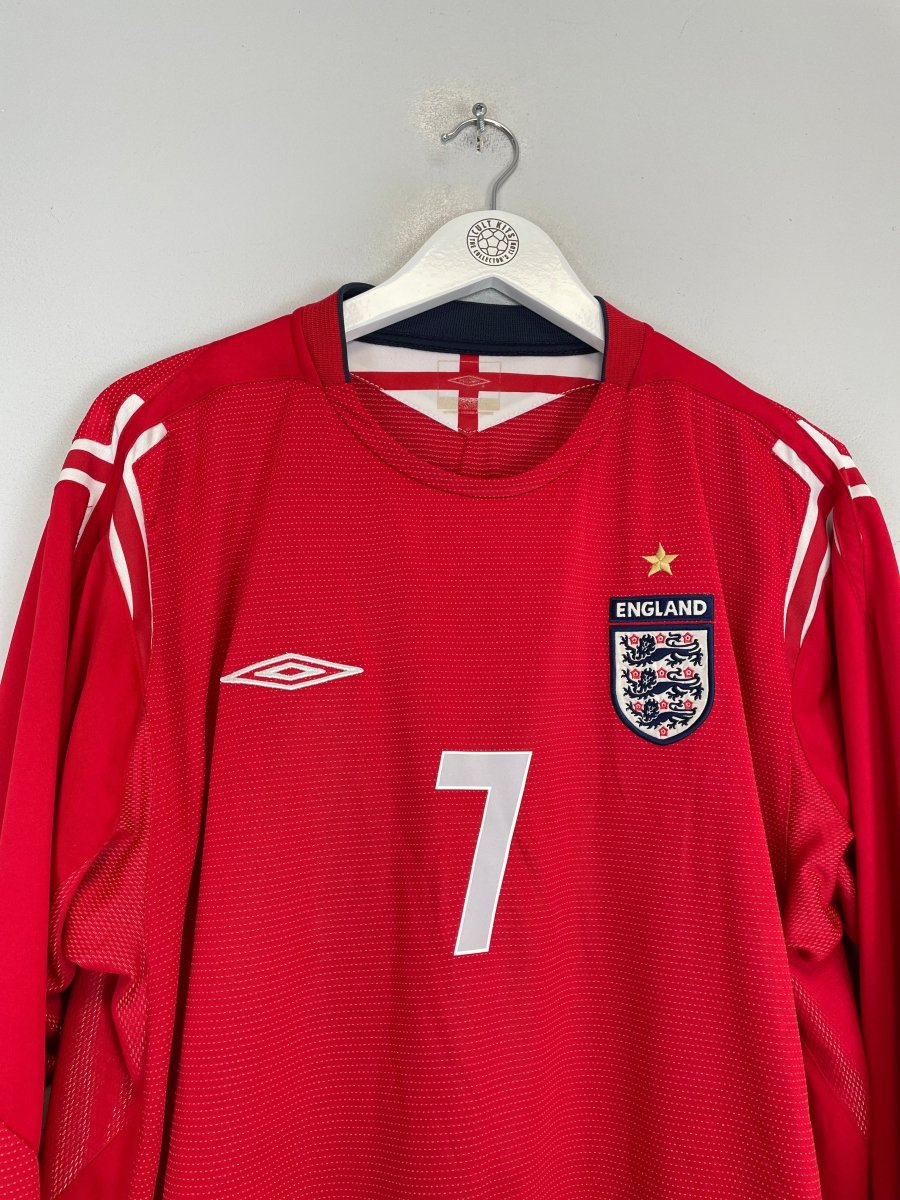 2004/06 ENGLAND BECKHAM 7 L/S AWAY SHIRT (XXL) UMBRO - Cult Kits - XXL - Buy Vintage Football Shirts, Authentic Retro Football Shirts For Sale, Classic Football Shirts & Soccer Jersey