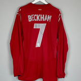 2004/06 ENGLAND BECKHAM 7 L/S AWAY SHIRT (XXL) UMBRO - Cult Kits - XXL - Buy Vintage Football Shirts, Authentic Retro Football Shirts For Sale, Classic Football Shirts & Soccer Jersey