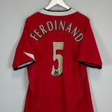Shop 2004/06 MANCHESTER UNITED FERDINAND #5 HOME SHIRT (XL) NIKE, classic football shirts, vintage football shirts & retro soccer jerseys at Cult Kits