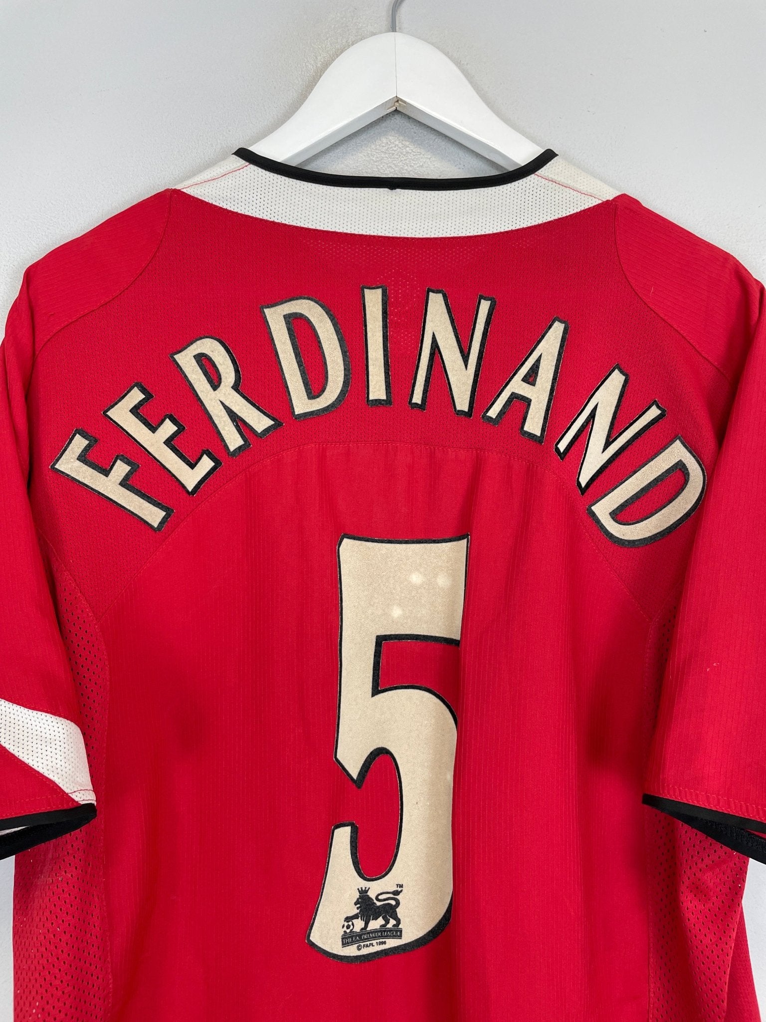 Shop 2004/06 MANCHESTER UNITED FERDINAND #5 HOME SHIRT (XL) NIKE, classic football shirts, vintage football shirts & retro soccer jerseys at Cult Kits