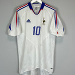 2004/06 FRANCE ZIDANE #10 AWAY SHIRT (L) ADIDAS FRONT DETAIL RED WHITE BLUE