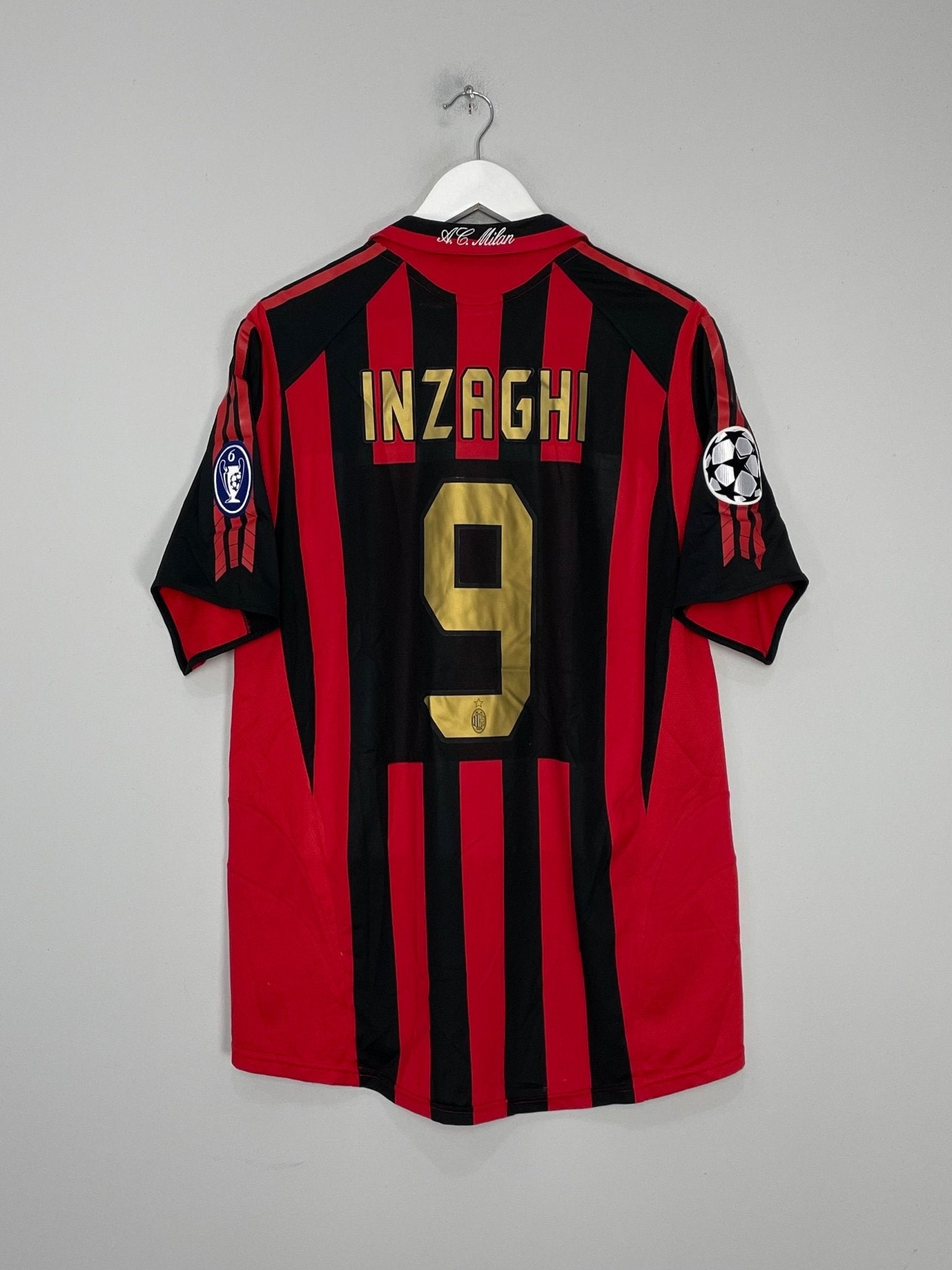 Shop 2005/06 AC MILAN INZAGHI #9 C/L HOME SHIRT (L) ADIDAS, classic football shirts, vintage football shirts & retro soccer jerseys at Cult Kits