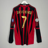 Shop 2005/06 AC MILAN SHEVCHENKO #7 L/S C/L HOME SHIRT (XL) ADIDAS, classic football shirts, vintage football shirts & retro soccer jerseys at Cult Kits