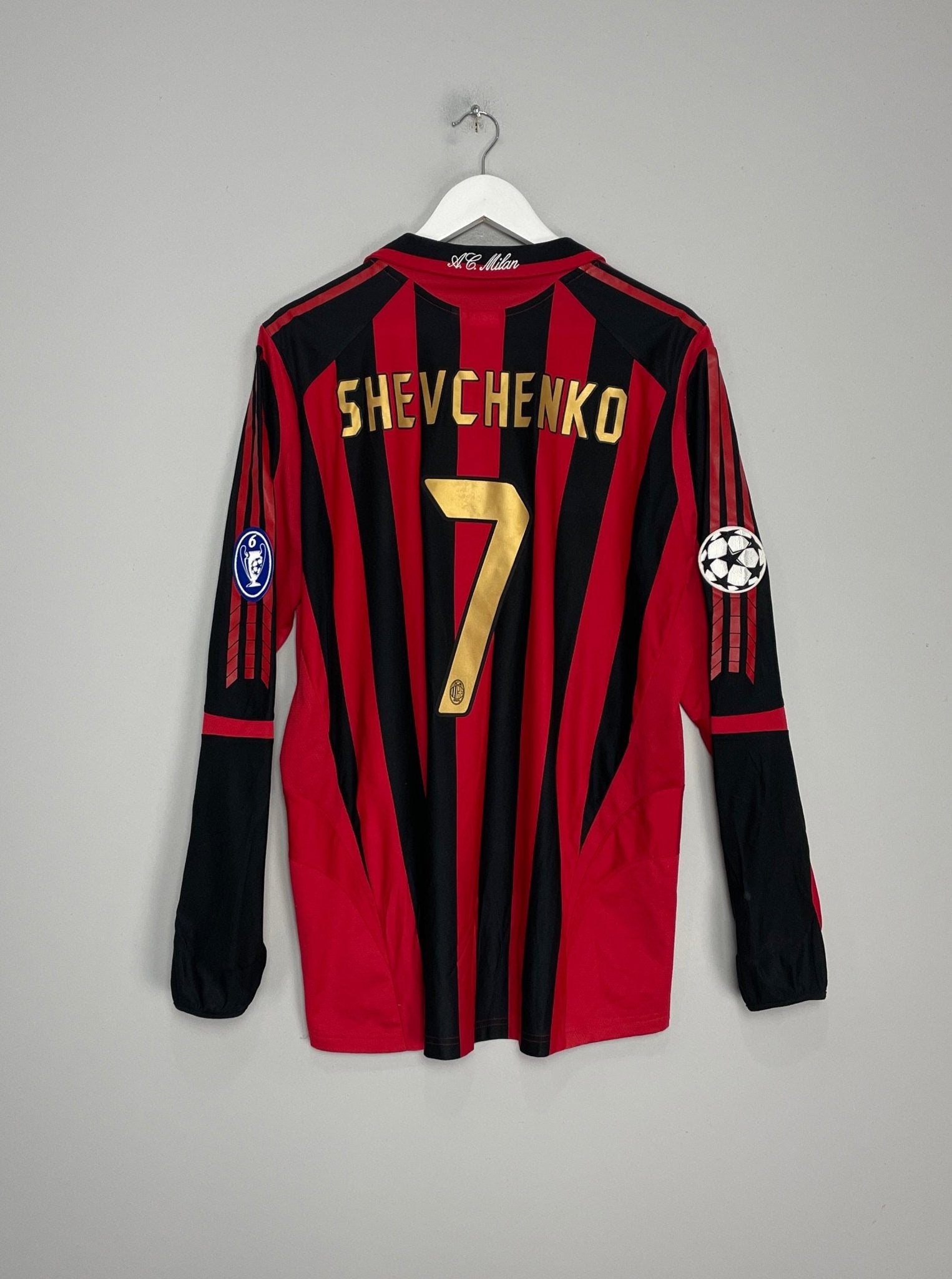 Shop 2005/06 AC MILAN SHEVCHENKO #7 L/S C/L HOME SHIRT (XL) ADIDAS, classic football shirts, vintage football shirts & retro soccer jerseys at Cult Kits