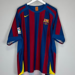 2005/06 BARCELONA MARQUEZ 4 HOME SHIRT (XL) NIKE - Cult Kits - XL - Buy Vintage Football Shirts, Authentic Retro Football Shirts For Sale, Classic Football Shirts & Soccer Jersey