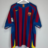 2005/06 BARCELONA MARQUEZ 4 HOME SHIRT (XL) NIKE - Cult Kits - XL - Buy Vintage Football Shirts, Authentic Retro Football Shirts For Sale, Classic Football Shirts & Soccer Jersey