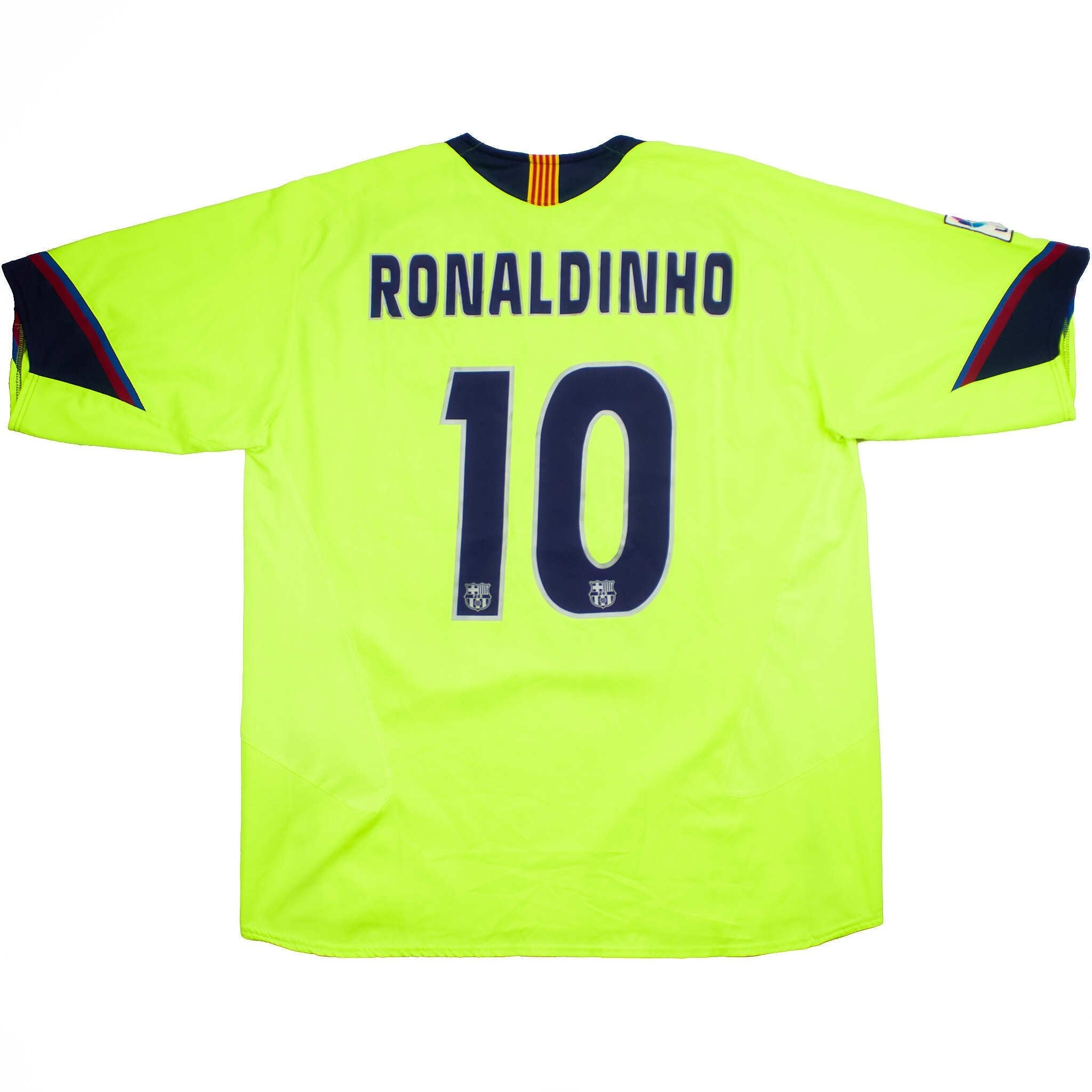 Buy 2005/06 Barcelona Ronaldinho 10 Away Shirt (XXL) Nike ~ Free worldwide shipping ~ Authentic Vintage Football Shirts from Cult Kits