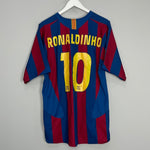 Shop 2005/06 BARCELONA RONALDINHO #10 HOME SHIRT (L) NIKE, classic football shirts, vintage football shirts & retro soccer jerseys at Cult Kits