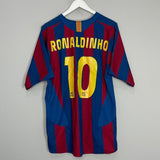 Shop 2005/06 BARCELONA RONALDINHO #10 HOME SHIRT (L) NIKE, classic football shirts, vintage football shirts & retro soccer jerseys at Cult Kits