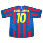 Buy 2005/06 BARCELONA RONALDINHO 10 HOME SHIRT (L) NIKE ~ Free worldwide shipping available ~ Authentic Vintage Football Shirts from Cult Kits