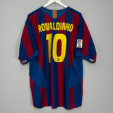Shop 2005/06 BARCELONA RONALDINHO #10 HOME SHIRT (XL) NIKE, classic football shirts, vintage football shirts & retro soccer jerseys at Cult Kits