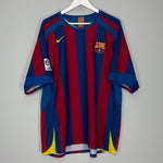 Shop 2005/06 BARCELONA RONALDINHO #10 HOME SHIRT (XL) NIKE, classic football shirts, vintage football shirts & retro soccer jerseys at Cult Kits