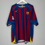 Shop 2005/06 BARCELONA RONALDINHO #10 HOME SHIRT (XL) NIKE, classic football shirts, vintage football shirts & retro soccer jerseys at Cult Kits