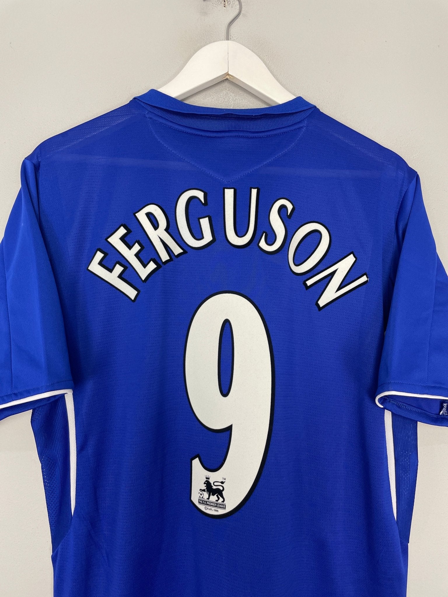 Shop 2005/06 EVERTON FERGUSON #9 HOME SHIRT (L) UMBRO, classic football shirts, vintage football shirts & retro soccer jerseys at Cult Kits
