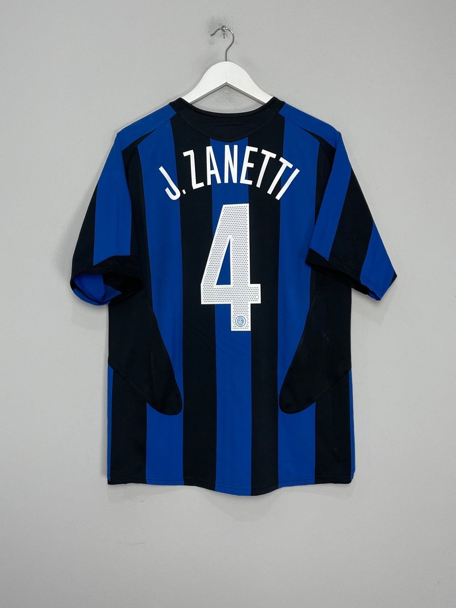 Shop 2005/06 INTER MILAN J.ZANETTI #4 HOME SHIRT (L) NIKE, classic football shirts, vintage football shirts & retro soccer jerseys at Cult Kits