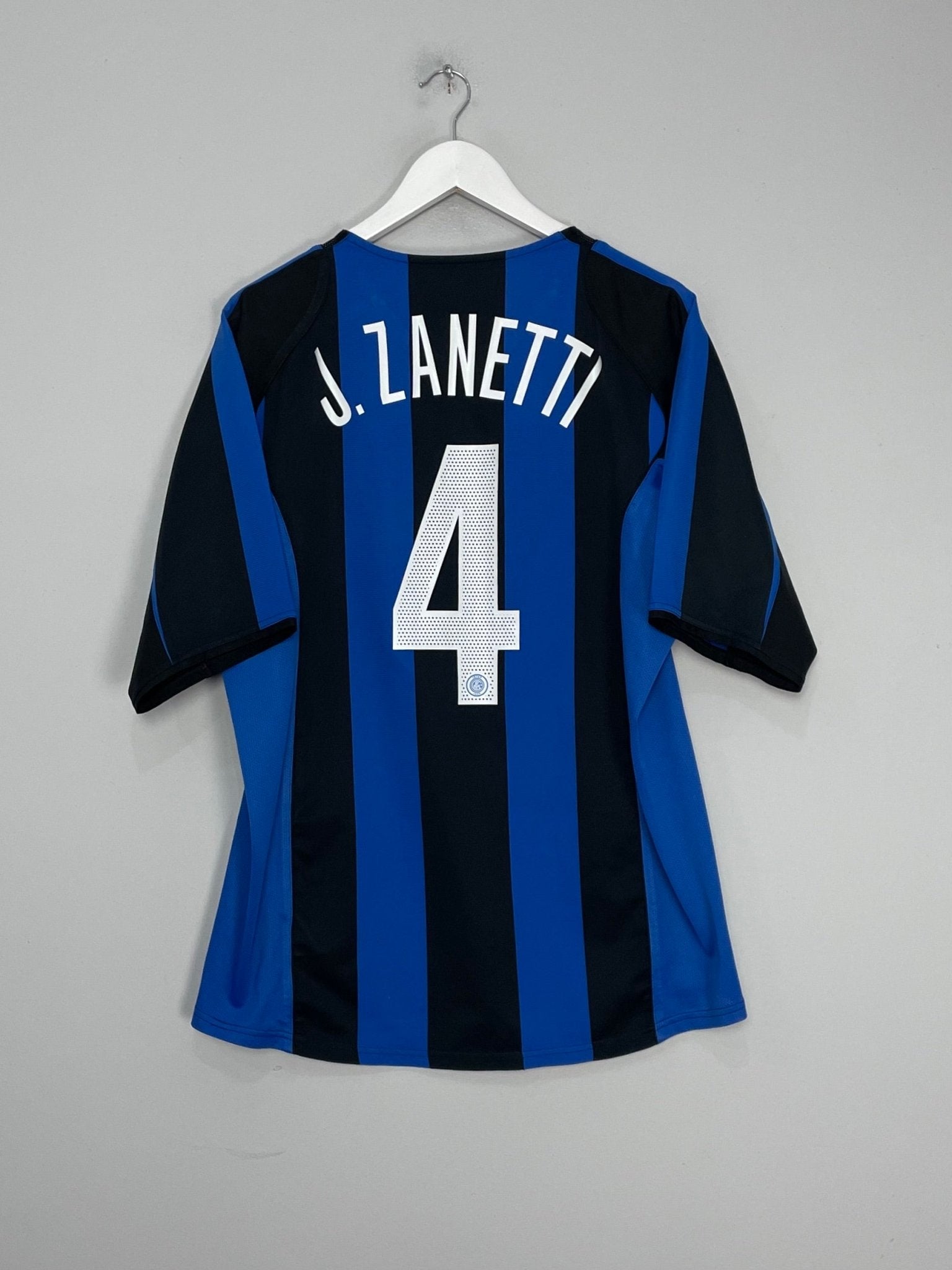 Shop 2005/06 INTER MILAN J.ZANETTI #4 HOME SHIRT (L) NIKE, classic football shirts, vintage football shirts & retro soccer jerseys at Cult Kits
