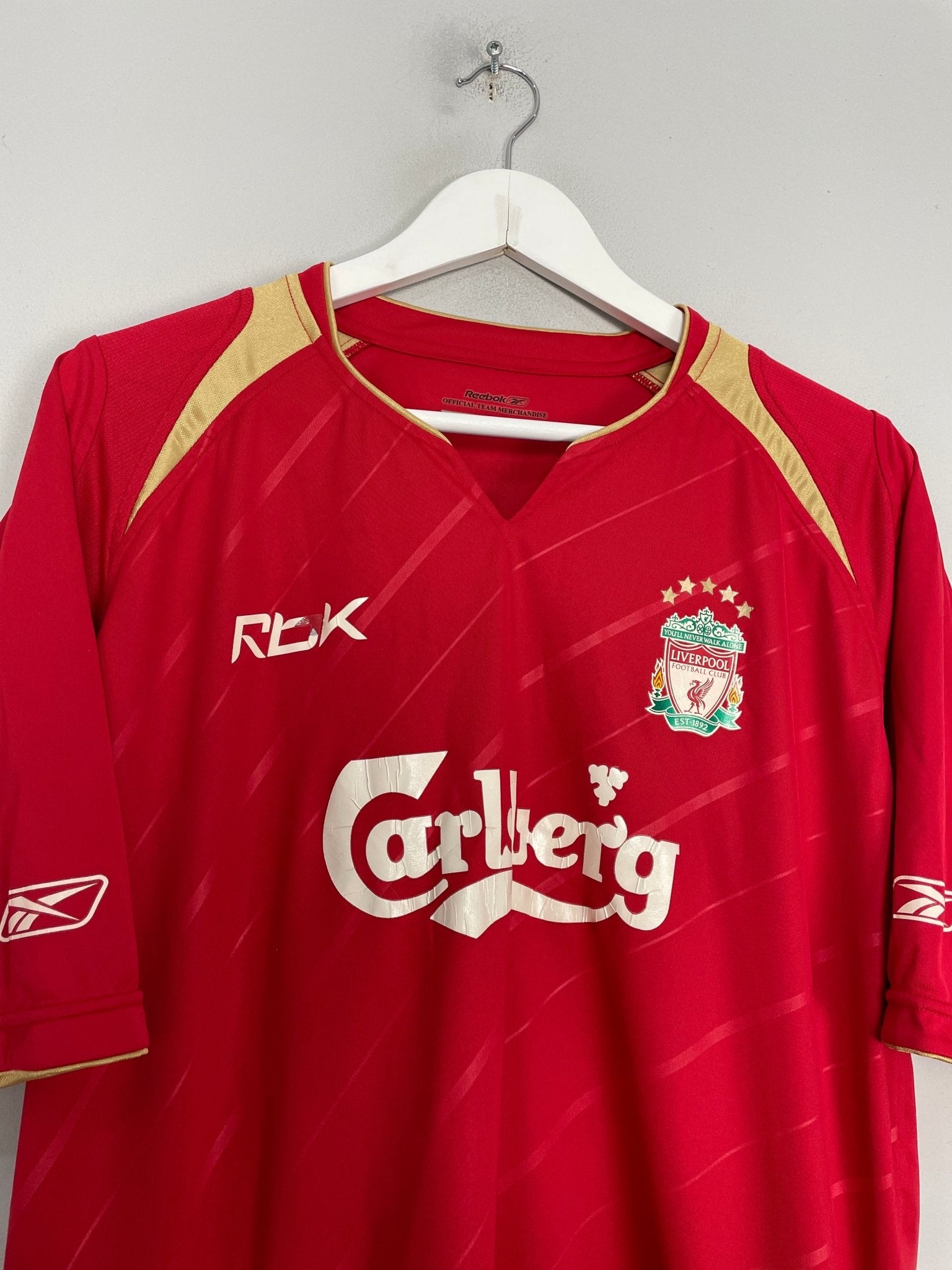 Shop 2005/06 LIVERPOOL C/L HOME SHIRT (L) REEBOK, classic football shirts, vintage football shirts & retro soccer jerseys at Cult Kits