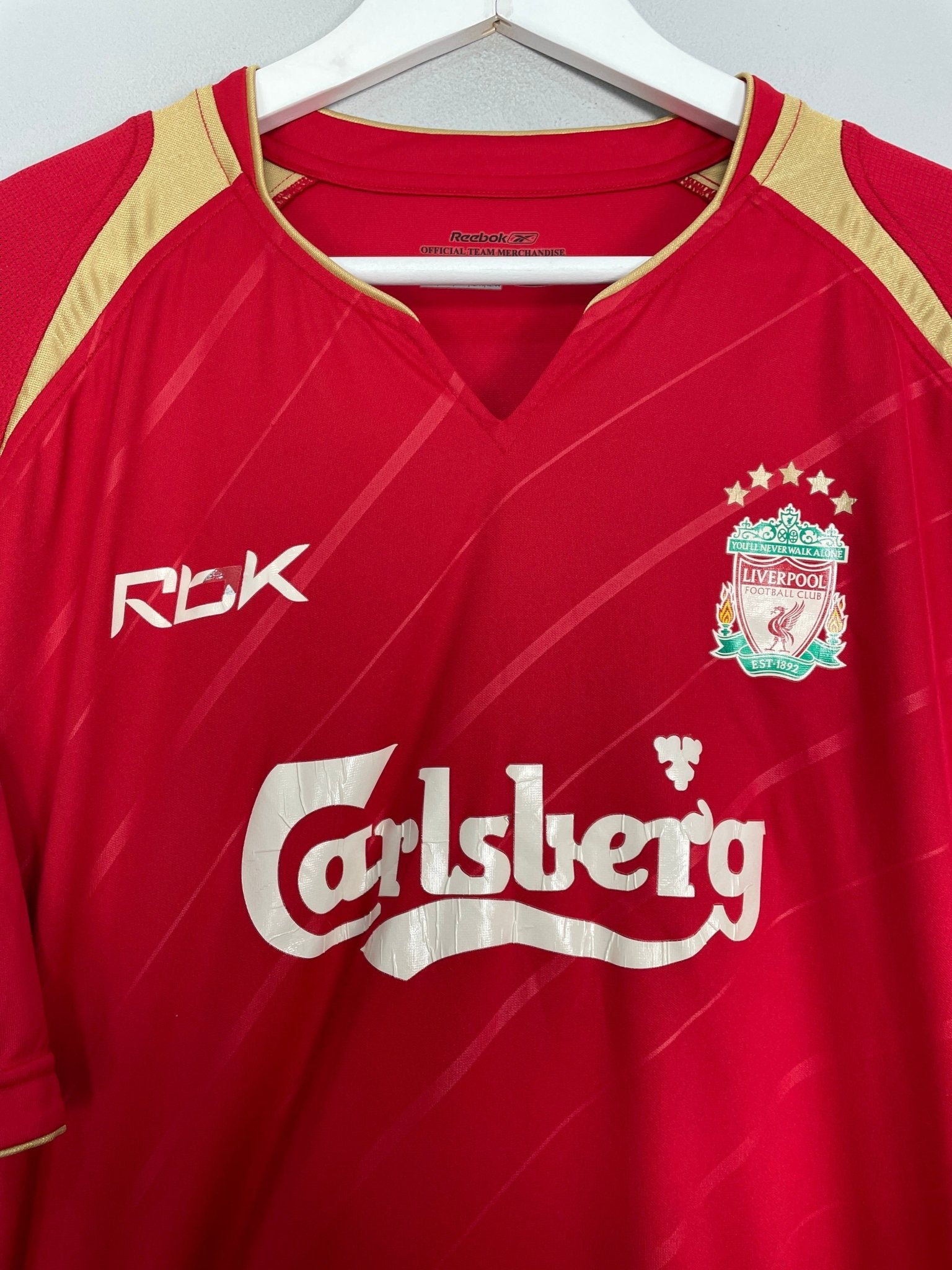 Shop 2005/06 LIVERPOOL C/L HOME SHIRT (L) REEBOK, classic football shirts, vintage football shirts & retro soccer jerseys at Cult Kits
