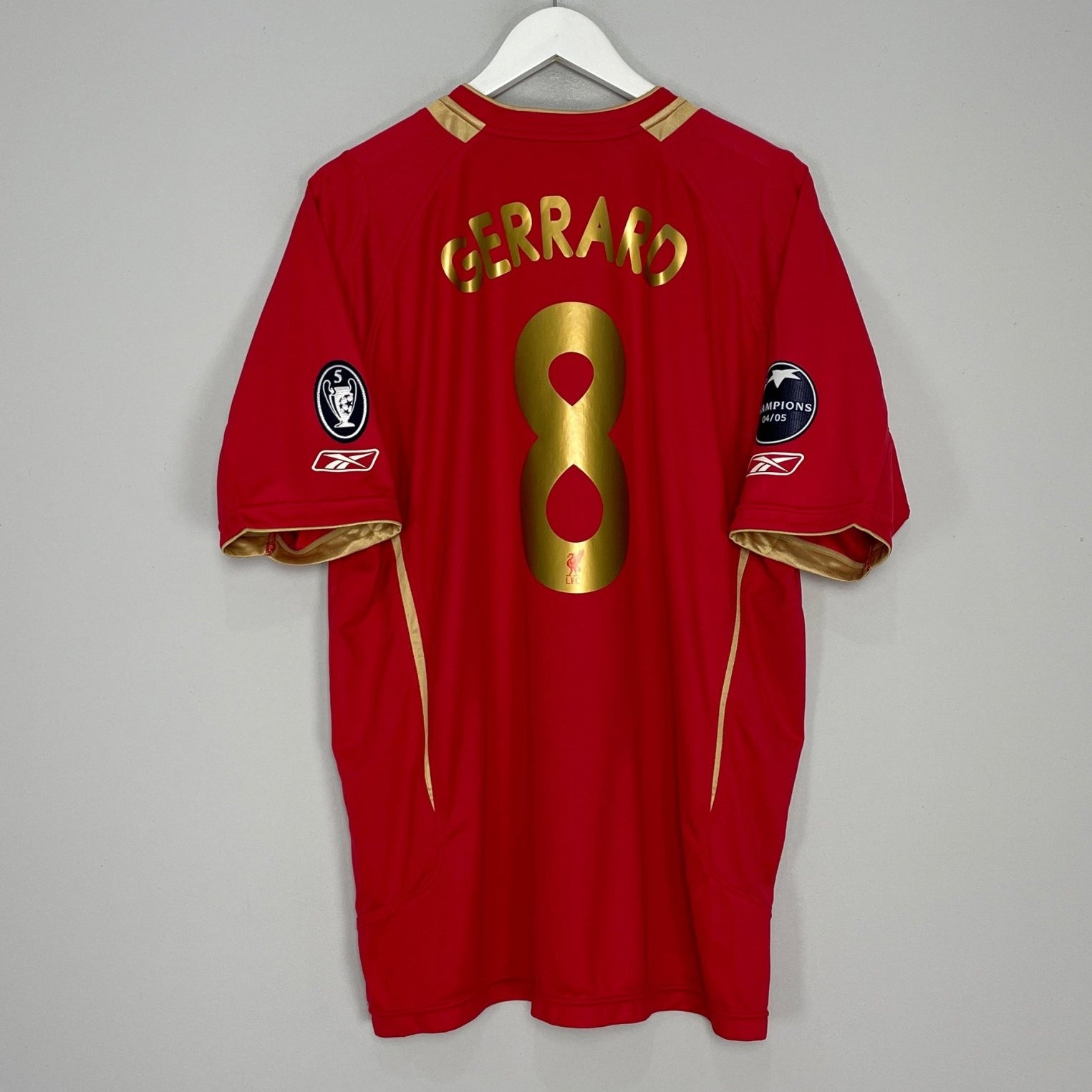 Shop 2005/06 LIVERPOOL GERRARD #8 C/L HOME SHIRT (XL) REEBOK, classic football shirts, vintage football shirts & retro soccer jerseys at Cult Kits