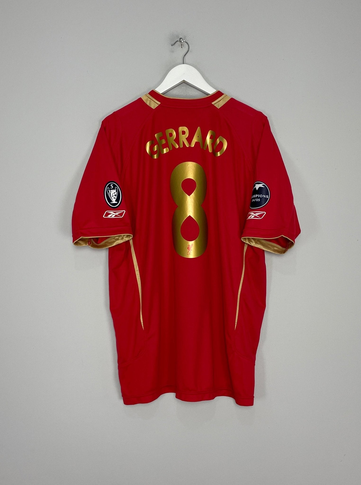 Shop 2005/06 LIVERPOOL GERRARD #8 C/L HOME SHIRT (XL) REEBOK, classic football shirts, vintage football shirts & retro soccer jerseys at Cult Kits