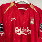 Shop 2005/06 LIVERPOOL GERRARD #8 C/L HOME SHIRT (XL) REEBOK, classic football shirts, vintage football shirts & retro soccer jerseys at Cult Kits