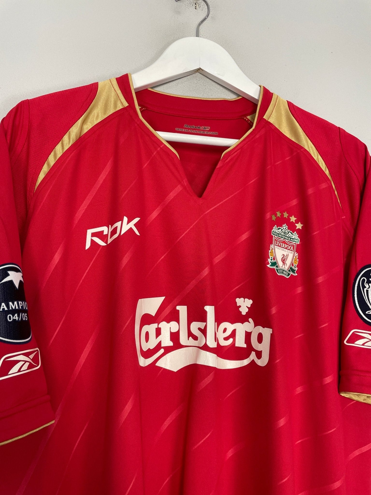 Shop 2005/06 LIVERPOOL GERRARD #8 C/L HOME SHIRT (XL) REEBOK, classic football shirts, vintage football shirts & retro soccer jerseys at Cult Kits