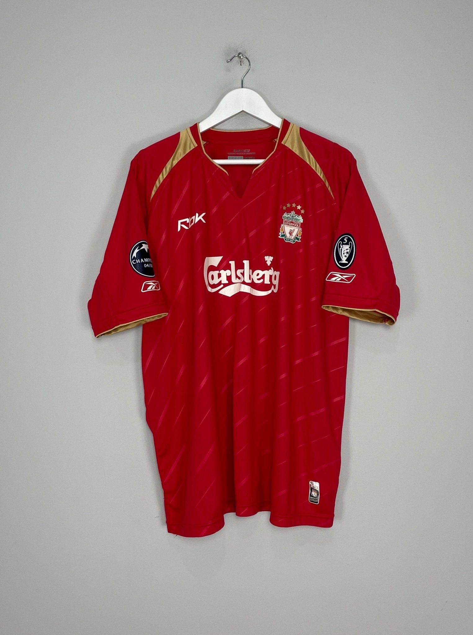 Shop 2005/06 LIVERPOOL GERRARD #8 C/L HOME SHIRT (XL) REEBOK, classic football shirts, vintage football shirts & retro soccer jerseys at Cult Kits