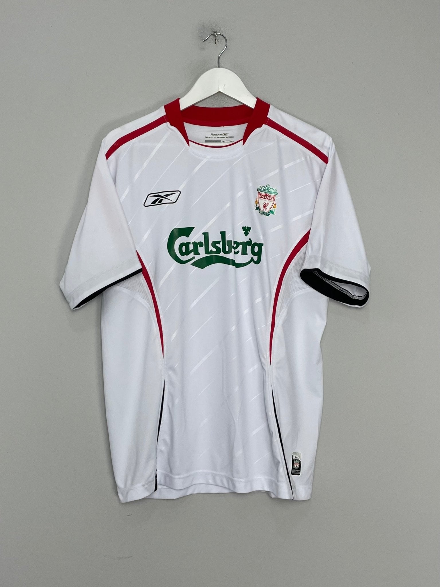 Shop 2005/06 LIVERPOOL RIISE #6 AWAY SHIRT (M) REEBOK, classic football shirts, vintage football shirts & retro soccer jerseys at Cult Kits