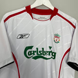 Shop 2005/06 LIVERPOOL RIISE #6 AWAY SHIRT (M) REEBOK, classic football shirts, vintage football shirts & retro soccer jerseys at Cult Kits
