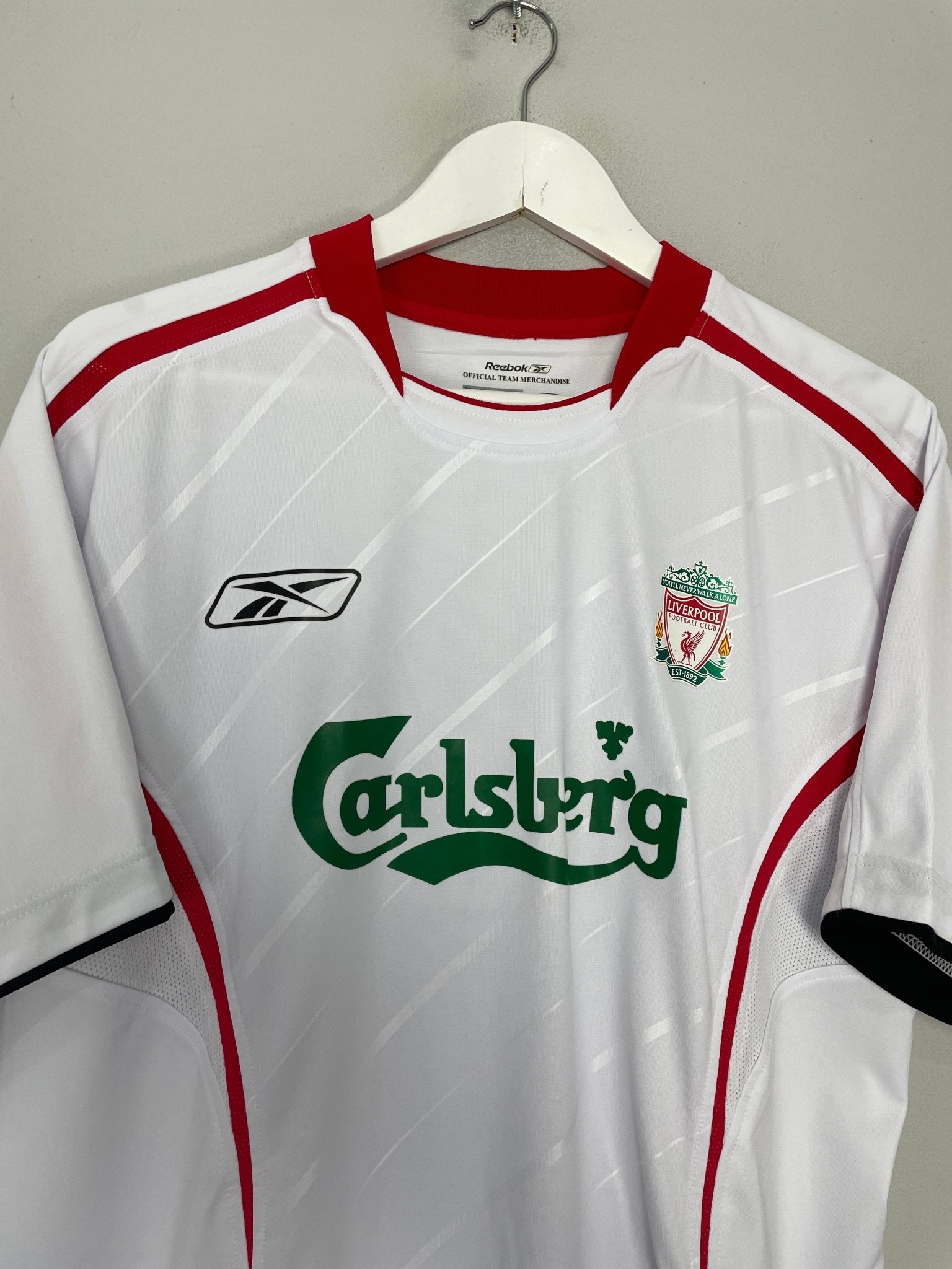 Shop 2005/06 LIVERPOOL RIISE #6 AWAY SHIRT (M) REEBOK, classic football shirts, vintage football shirts & retro soccer jerseys at Cult Kits