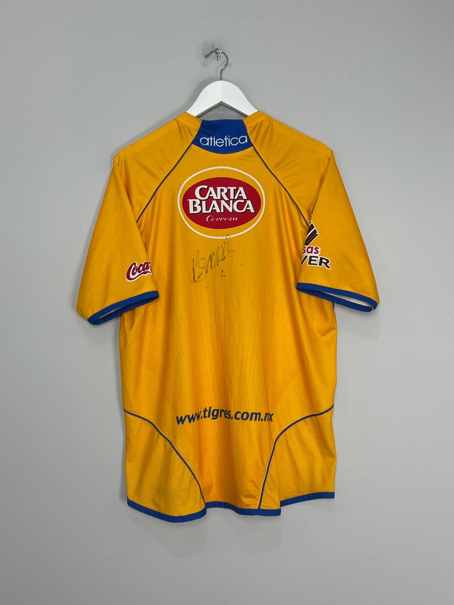 Shop 2005/06 TIGRES *SIGNED* HOME SHIRT (L) ATLETICA, classic football shirts, vintage football shirts & retro soccer jerseys at Cult Kits