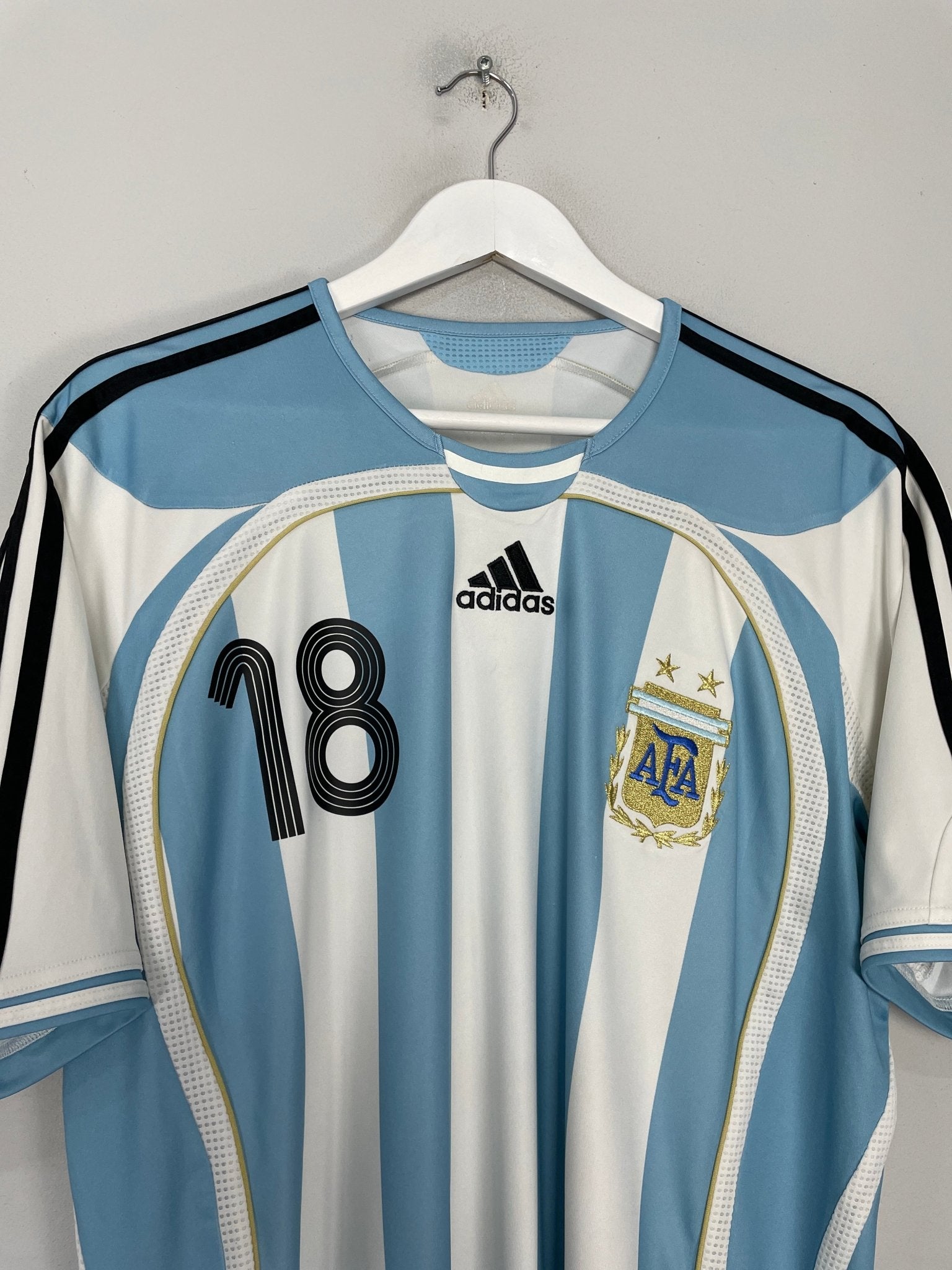 Shop 2005/07 ARGENTINA MESSI #18 HOME SHIRT (L) ADIDAS, classic football shirts, vintage football shirts & retro soccer jerseys at Cult Kits