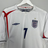 Shop 2005/07 ENGLAND BECKHAM #7 HOME SHIRT (XL) UMBRO, classic football shirts, vintage football shirts & retro soccer jerseys at Cult Kits