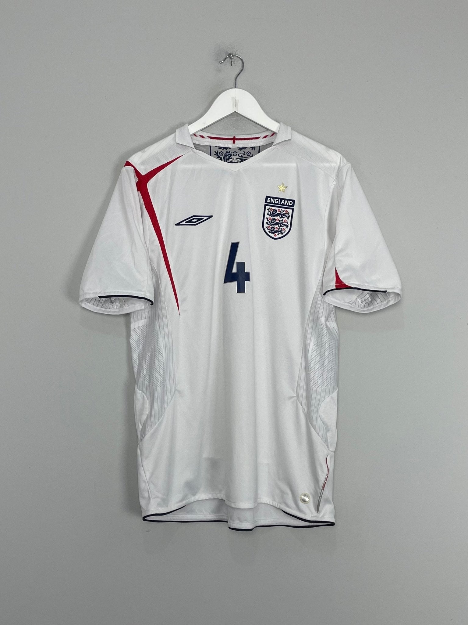 Shop 2005/07 ENGLAND GERRARD #4 HOME SHIRT (L) UMBRO, classic football shirts, vintage football shirts & retro soccer jerseys at Cult Kits