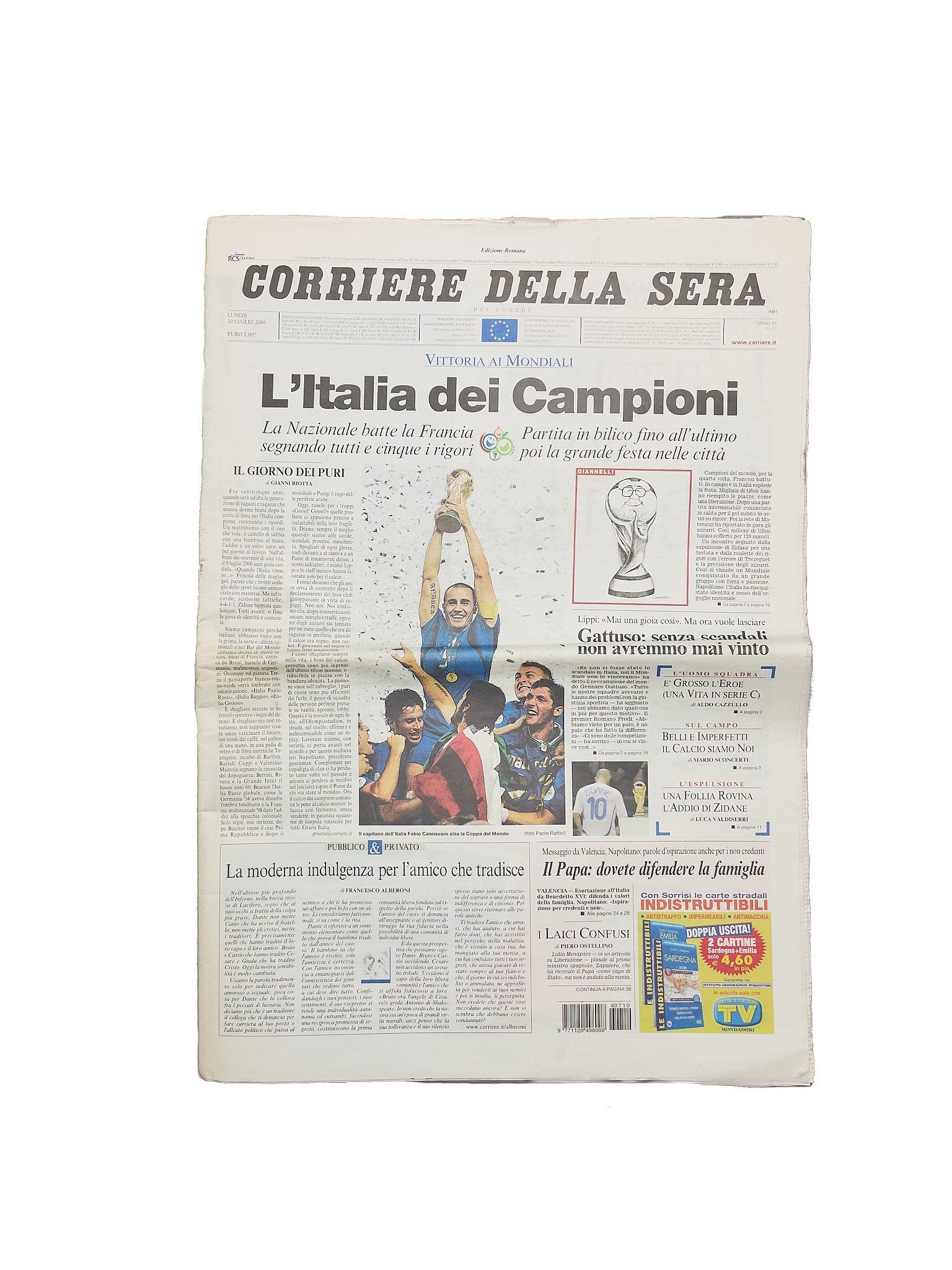 Buy 2006 Italy World Cup Winning Newspaper Corriere Della Sera ~ Free worldwide shipping ~ Authentic Vintage Football Shirts from Cult Kits