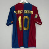Shop 2006/07 BARCELONA RONALDINHO #10 HOME SHIRT (M) NIKE, classic football shirts, vintage football shirts & retro soccer jerseys at Cult Kits