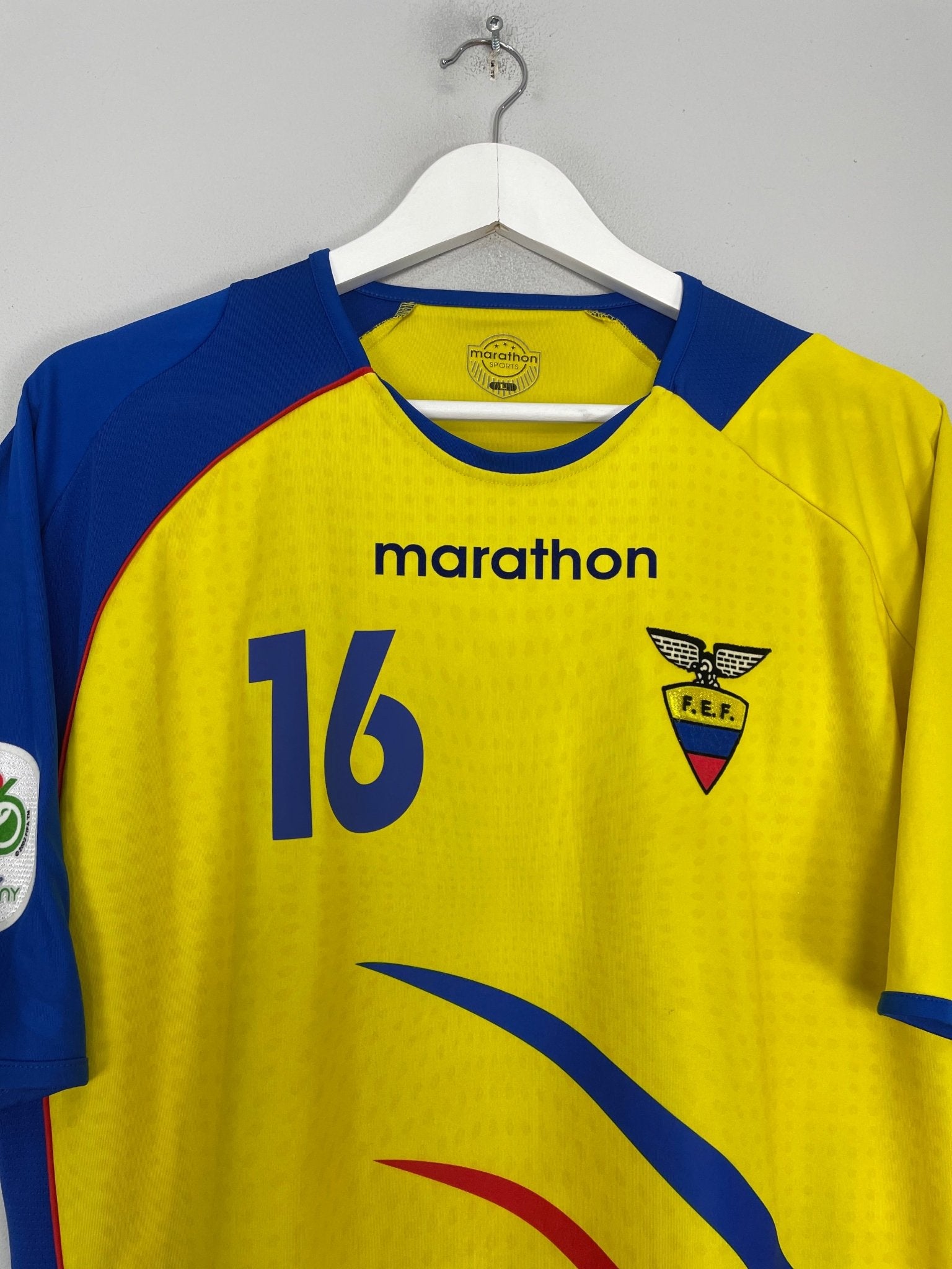 Shop 2006/07 ECUADOR A.VALENCIA #16 HOME SHIRT (L) MARATHON, classic football shirts, vintage football shirts & retro soccer jerseys at Cult Kits