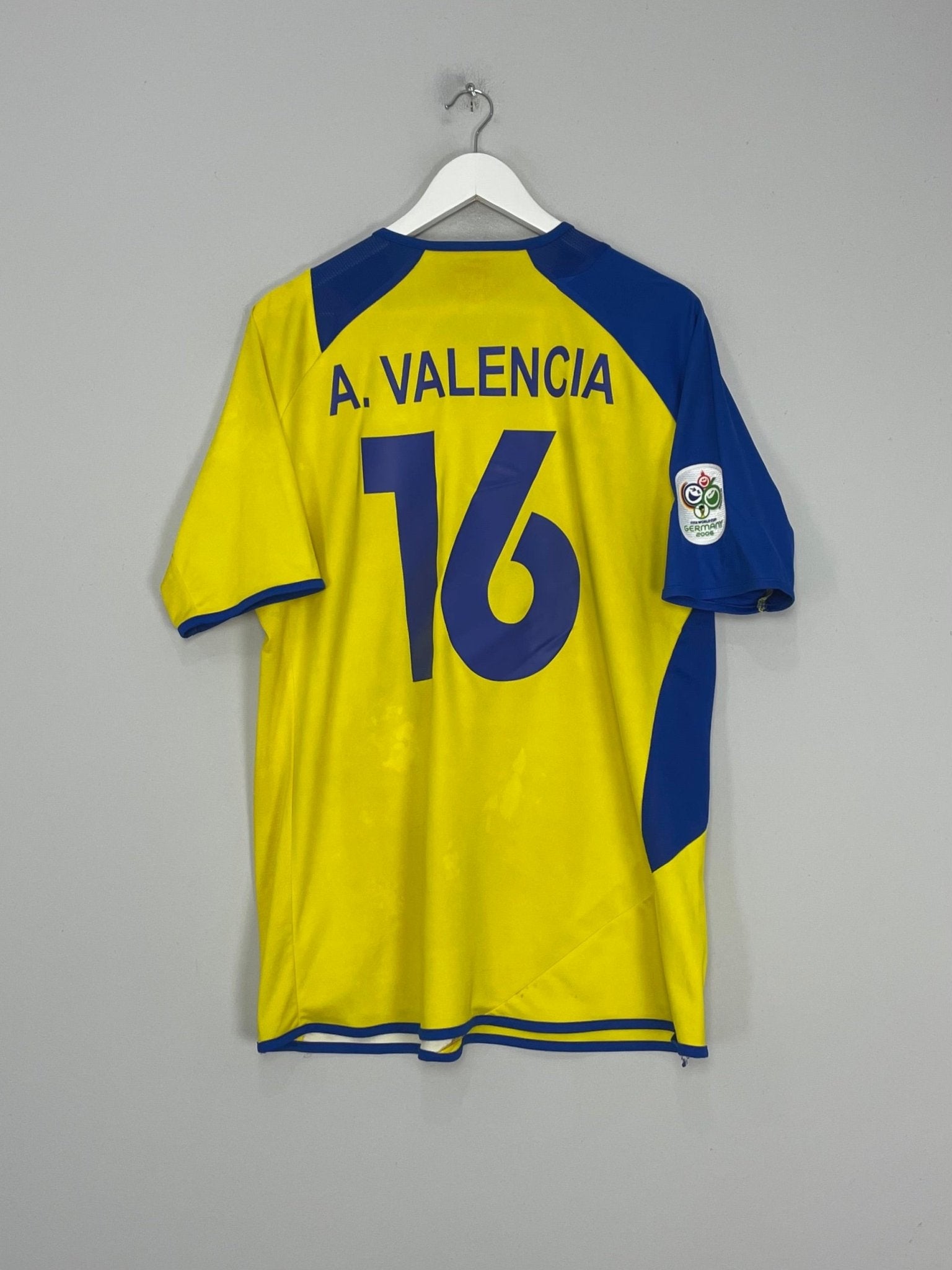 Shop 2006/07 ECUADOR A.VALENCIA #16 HOME SHIRT (L) MARATHON, classic football shirts, vintage football shirts & retro soccer jerseys at Cult Kits