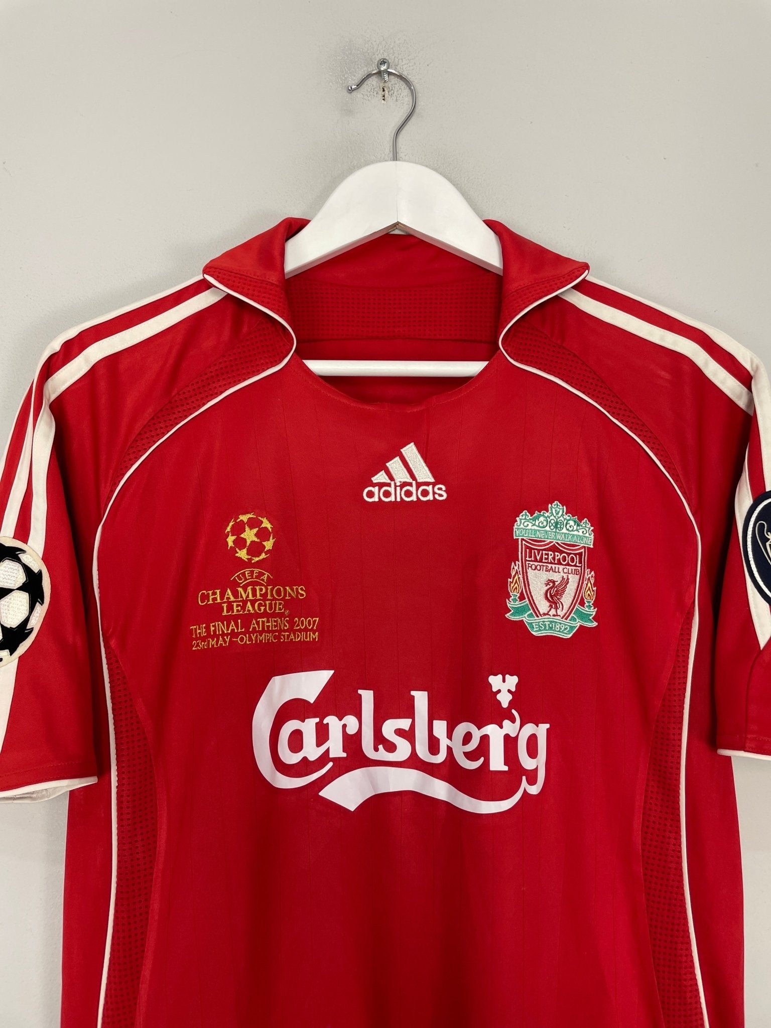 Shop 2006/07 LIVERPOOL GERRARD #8 C/L FINAL HOME SHIRT (M) ADIDAS, classic football shirts, vintage football shirts & retro soccer jerseys at Cult Kits