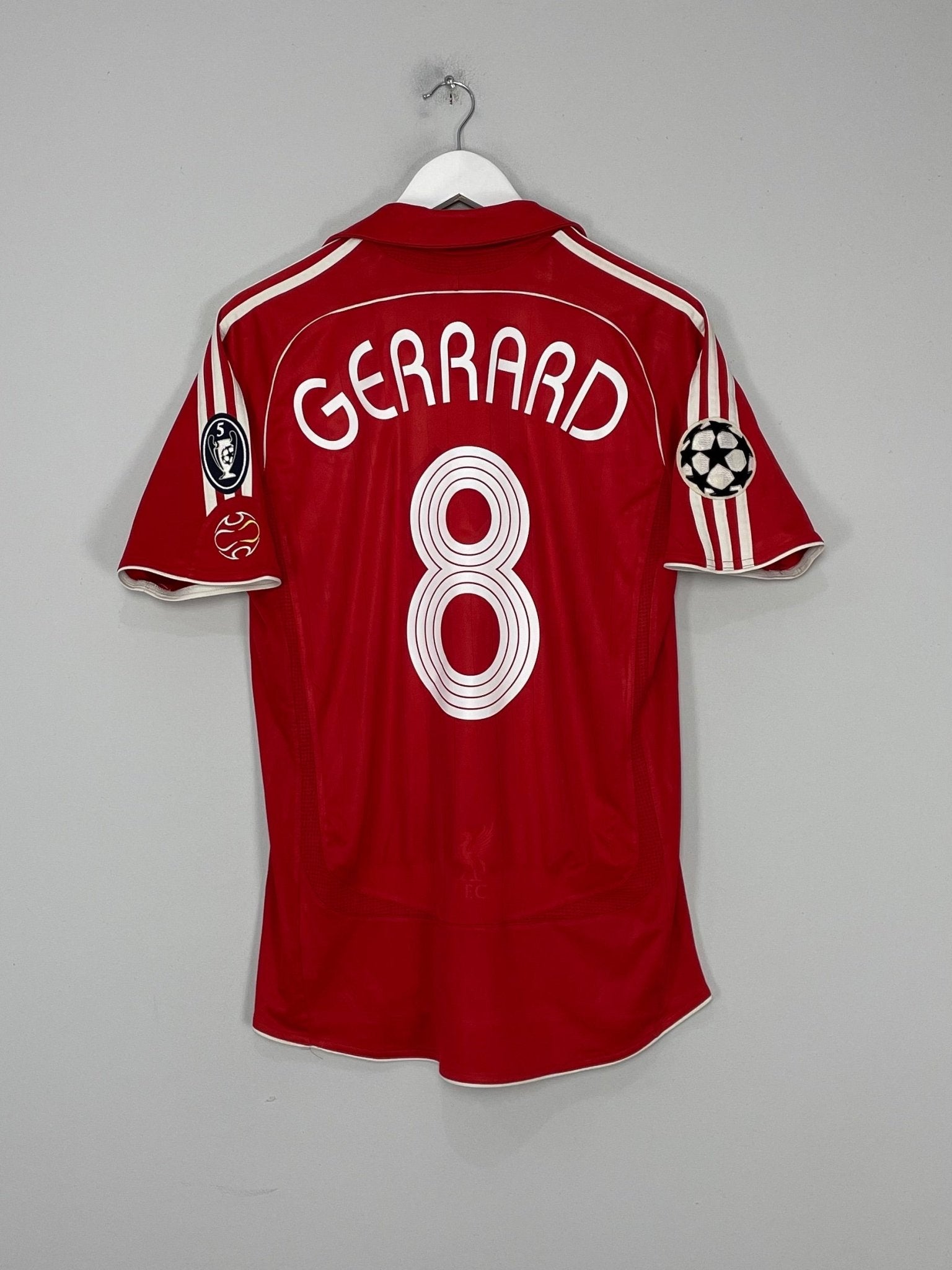 Shop 2006/07 LIVERPOOL GERRARD #8 C/L FINAL HOME SHIRT (M) ADIDAS, classic football shirts, vintage football shirts & retro soccer jerseys at Cult Kits