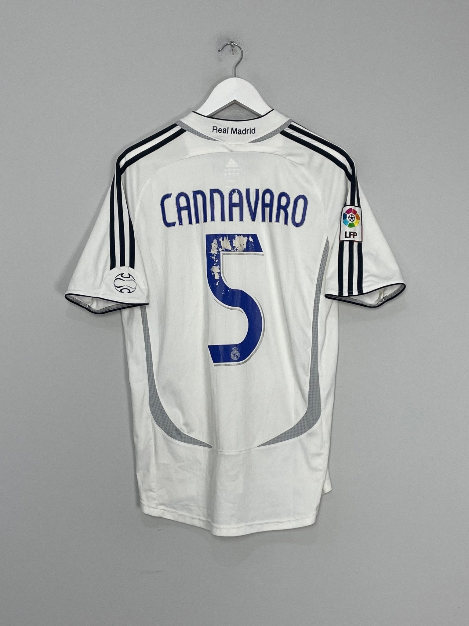 Shop 2006/07 REAL MADRID CANNAVARO #5 HOME SHIRT (M) ADIDAS, classic football shirts, vintage football shirts & retro soccer jerseys at Cult Kits