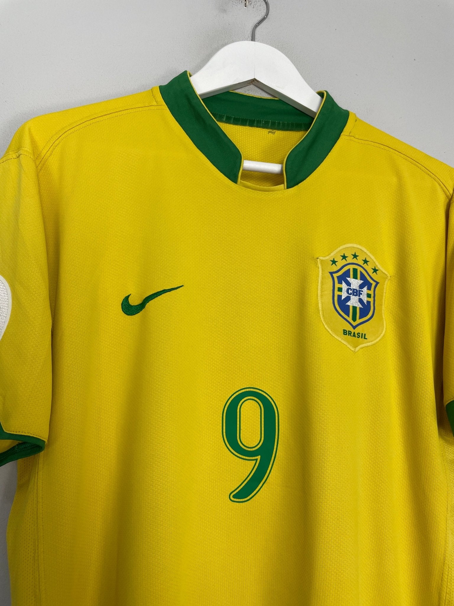 Shop 2006/08 BRAZIL RONALDO #9 HOME SHIRT (M) NIKE, classic football shirts, vintage football shirts & retro soccer jerseys at Cult Kits
