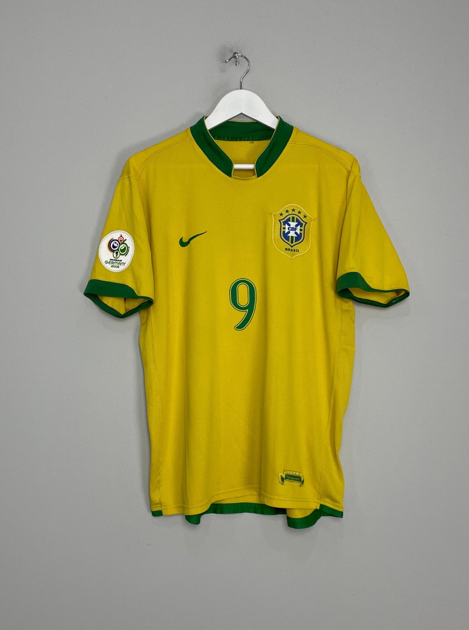 Shop 2006/08 BRAZIL RONALDO #9 HOME SHIRT (M) NIKE, classic football shirts, vintage football shirts & retro soccer jerseys at Cult Kits