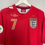 Shop 2006/08 ENGLAND BECKHAM #7 AWAY SHIRT (M) UMBRO, classic football shirts, vintage football shirts & retro soccer jerseys at Cult Kits