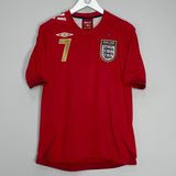 Shop 2006/08 ENGLAND BECKHAM #7 AWAY SHIRT (S) UMBRO, classic football shirts, vintage football shirts & retro soccer jerseys at Cult Kits