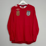 Shop 2006/08 ENGLAND LAMPARD #8 L/S AWAY SHIRT (L) UMBRO, classic football shirts, vintage football shirts & retro soccer jerseys at Cult Kits